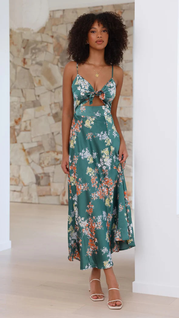 Green Floral Dreamers Midi Dress