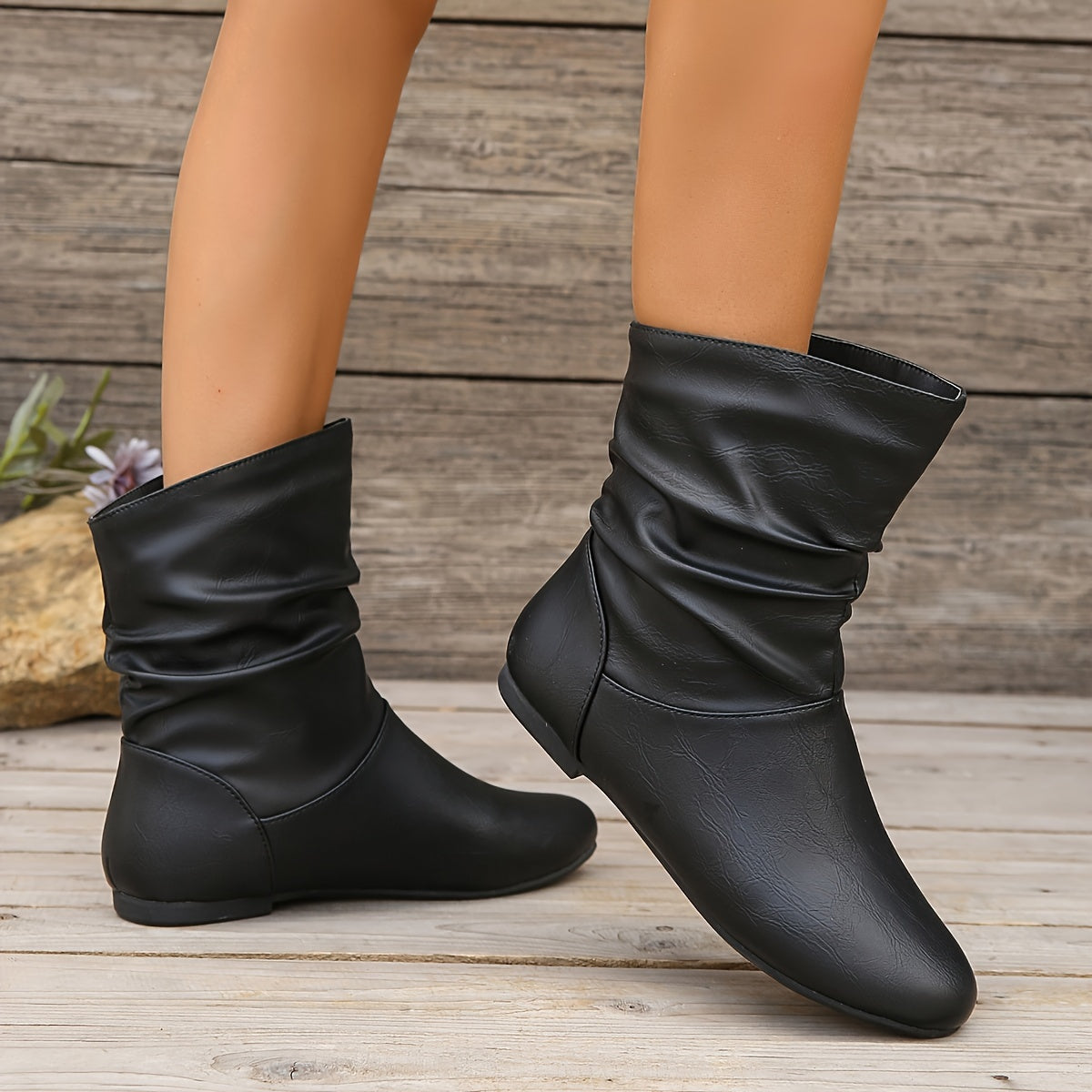 Clara - Chic Solid Colour Slip-On Boots