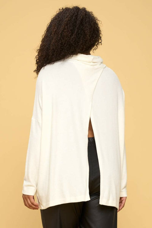 Ivory Long Sleeve Open Back Pullover Top