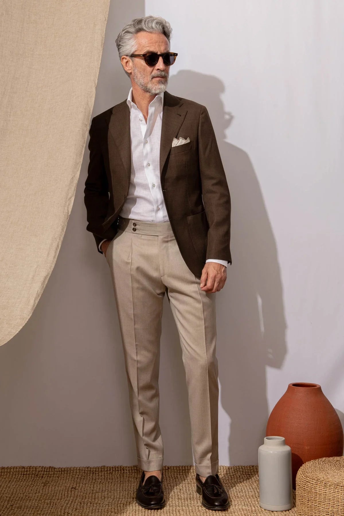 Men's Straight-Leg Solid Color Casual Trousers