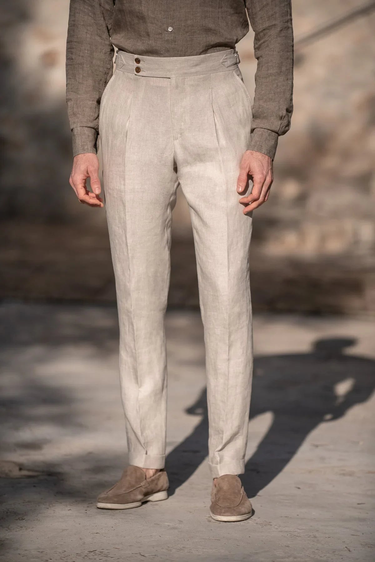 Men's Straight-Leg Solid Color Casual Trousers