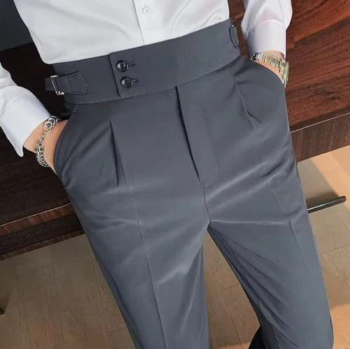 Men's Straight-Leg Solid Color Casual Trousers